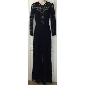 Alexis Lace Embroidered Jumpsuit Black XS‎ Flare Leg Swiftie Club Festival